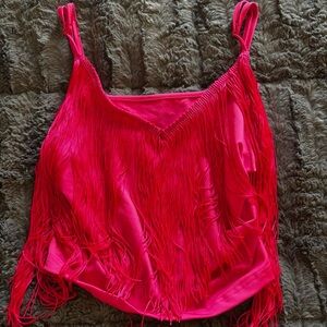 Pink fringe top